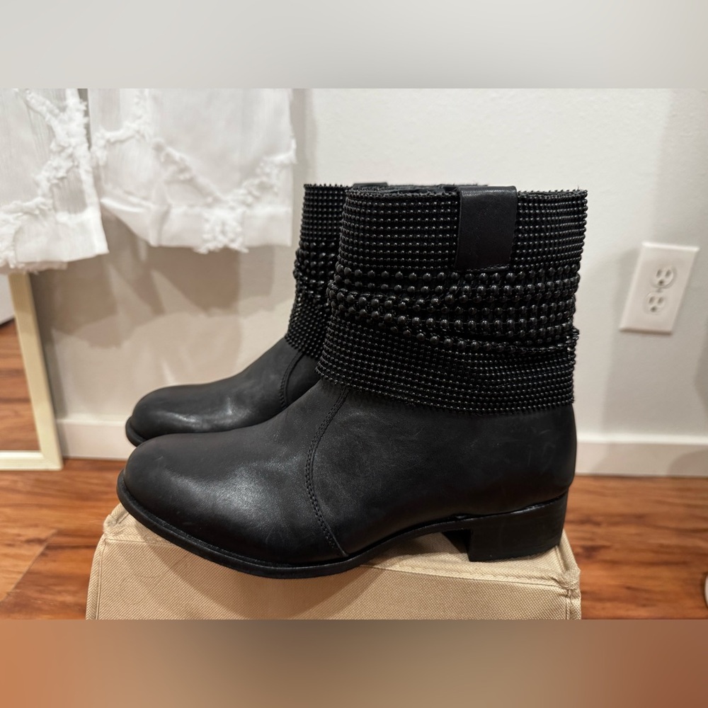 Sandro Moscolini Black Beaded Ankle Boots - Size 7